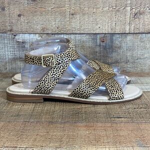 Sole Society Saden Strappy Sandals Women Size 10M Tan Black Cheetah Print Buckle